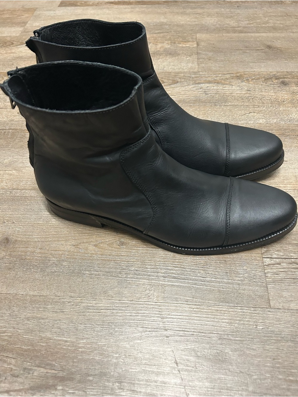 All Saints Men’s Size 46 US 13 Black Leather Chukka Ankle Boots Back Zipper